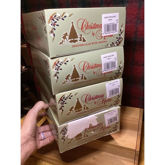 Christmas By Krebs Designer Glass Bulb Ornaments Candy Apple Red 6 Bulbs Per Box - Picture 8 of 13